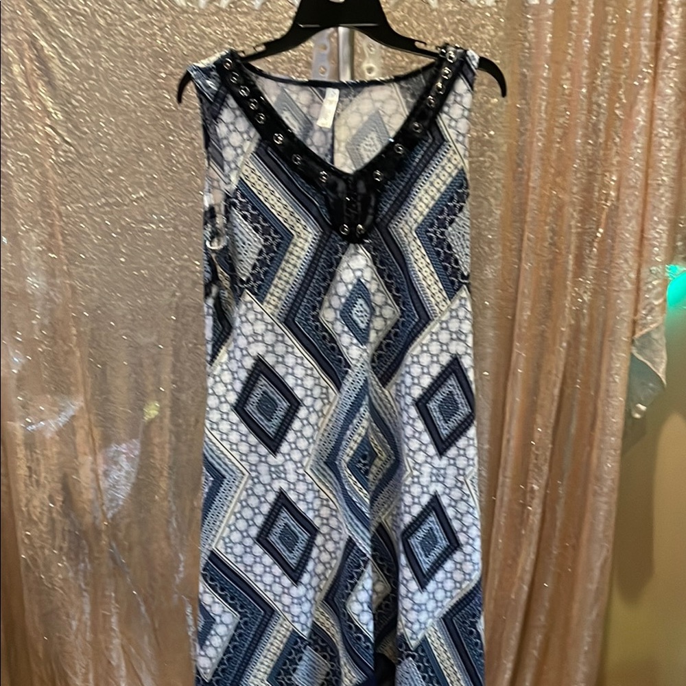 PerSeption Concept Navy and White Paisley Print Top NWOT